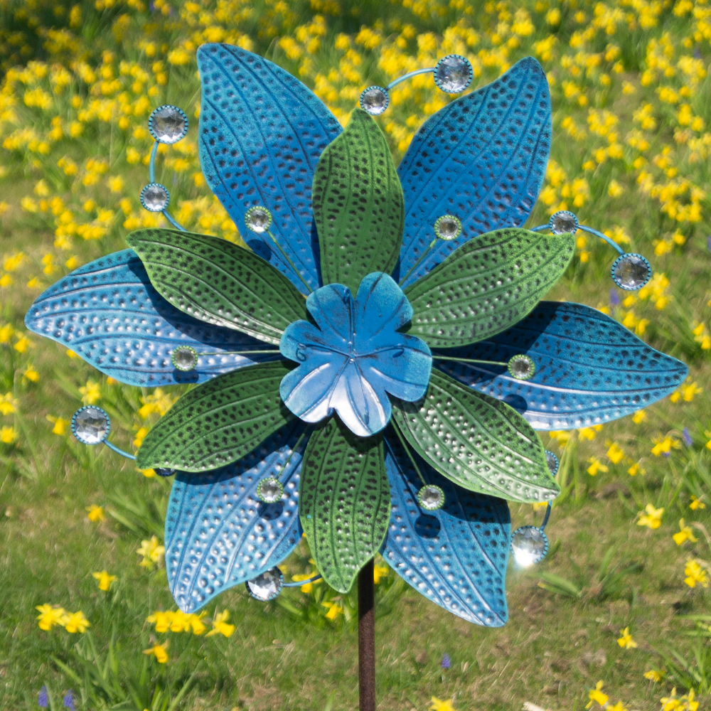 Windrad Blume mit metallverstärkten Flügeln 50x20x20cm