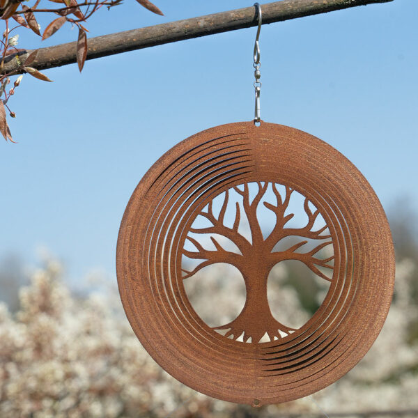 Edelrost Lebensbaum Mobile Windspiel Feng Shui Kunsthandwerk - Indoor - Outdoor