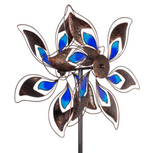 Doppelwindrad Blumenwindrad Kinetic Spinner Pacific - Metall Windspiel Blume - bewegliches Gartenobjekt