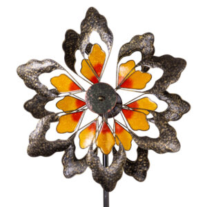 Blumenwindrad Kinetic Spinner Sunny - Metall Windspiel Blume 57cm - tolle Effekte mit Acryl!