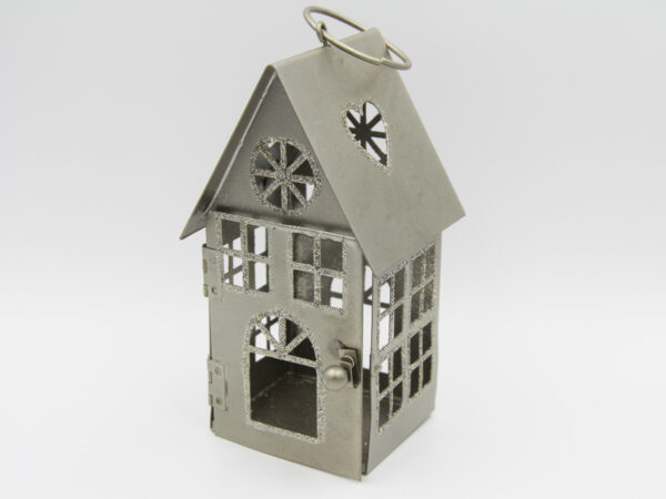 Deko Metall Haus Weihnachten - Lichterhaus klein silber