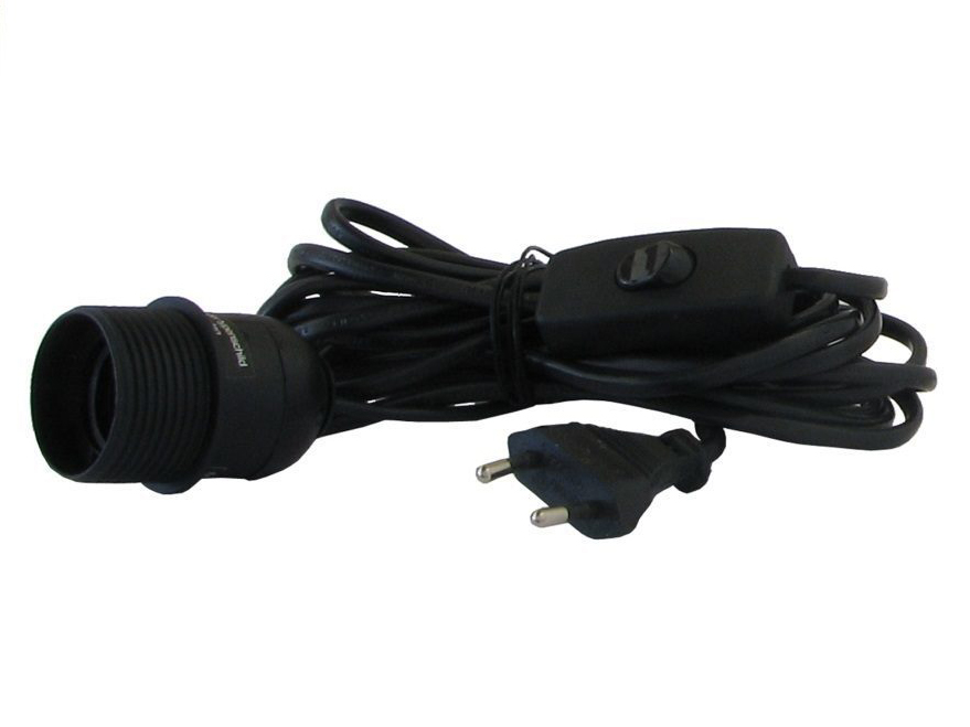 E27 Lampenkabel 3-fach Hanfseil Kabel Stecker Schalter Schraubring Lampenfassung 