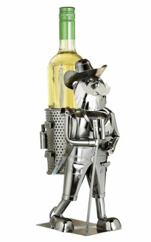 Flaschenhalter Wanderer Skulptur aus Metall