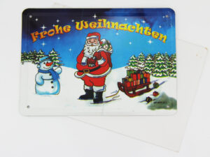 Frohe Weihnachten Blechkarte - Blechgrußkarte mit Umschlag