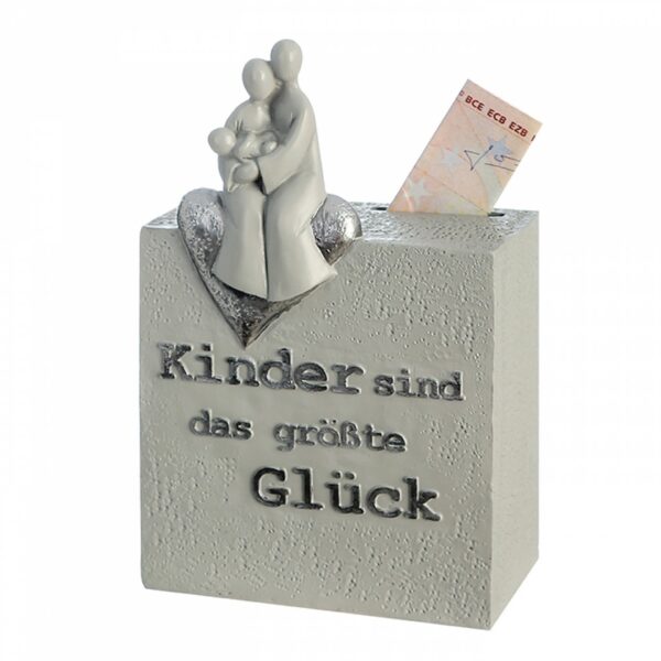 Geburt Spardose Familie - mit Spruch und Herz - Steinoptik - Spardose Kinder sind das grösste glück