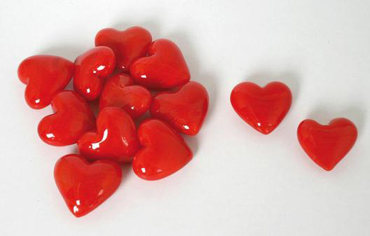 24 Handgefertigte Glasherzen Rot – Dekoherzen Ca. 2 Cm Für Valentinstag, Hochzeit & Basteln