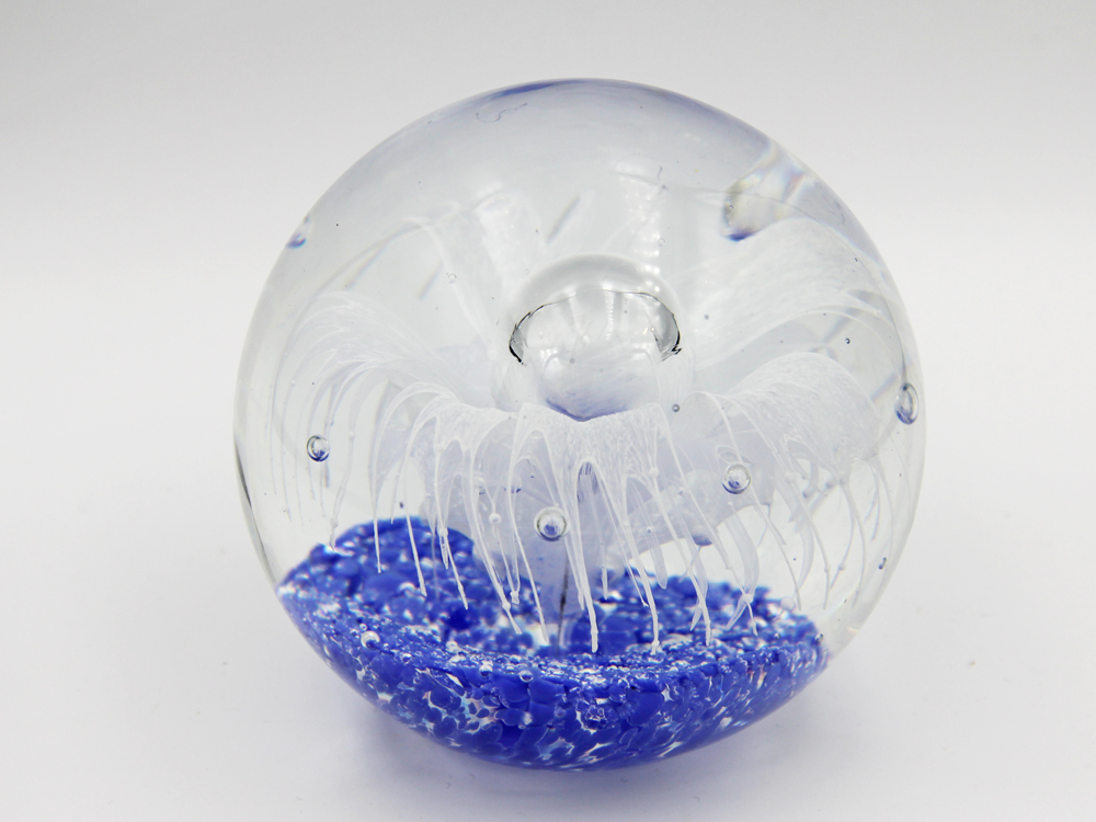 Glas Traumkugel blau - Wunschkugel - Briefbeschwerer - Paperwight