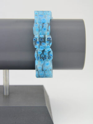 Millefiori Glasstein Armband mit blauen Blümchen