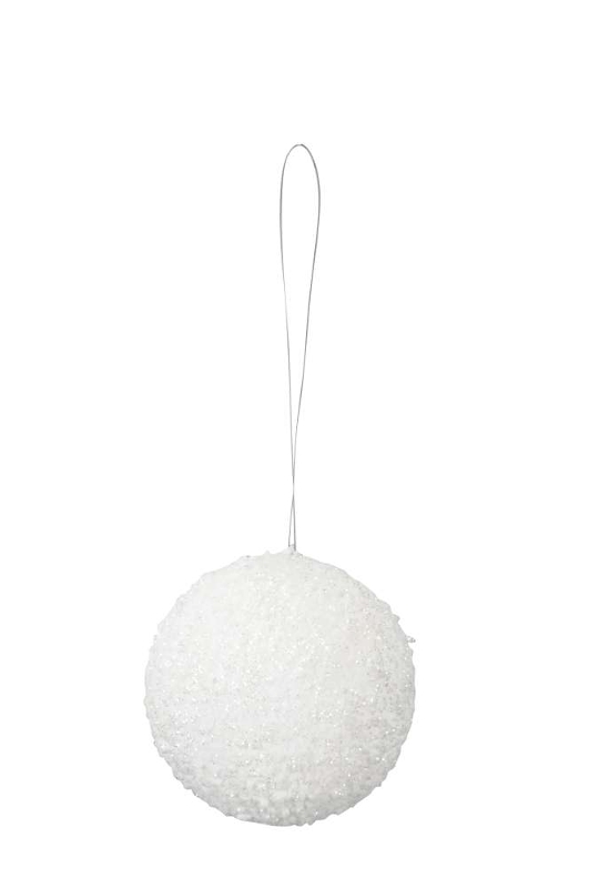 Glitzer Schneeball Weihnachtsbaumkugel weiß