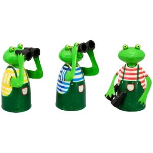 Gärtner Zaunhocker Frosch mit Fernglas - Pfostenhocker Metall Deko Zaungast