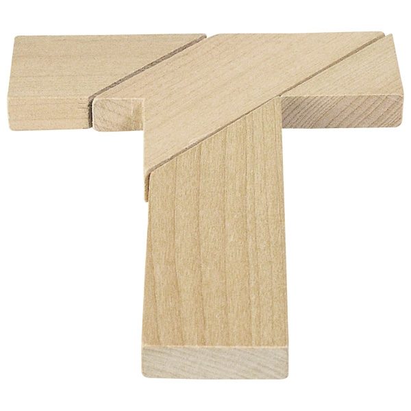 Das verflixte T- Holz Knobelpuzzle im umweltfreundlichen Packsack - 4 Teile