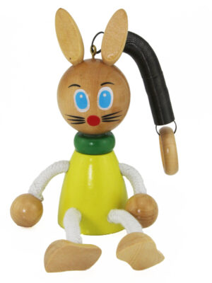 Holz-Hase mit Sprungfeder zum Aufhängen