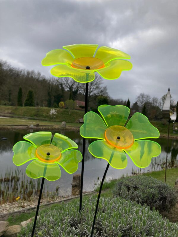 fluoreszierende Gartenstecker Mohn Sonnenfänger M/L/XL Lichtspiel Lichtfänger, Acryl