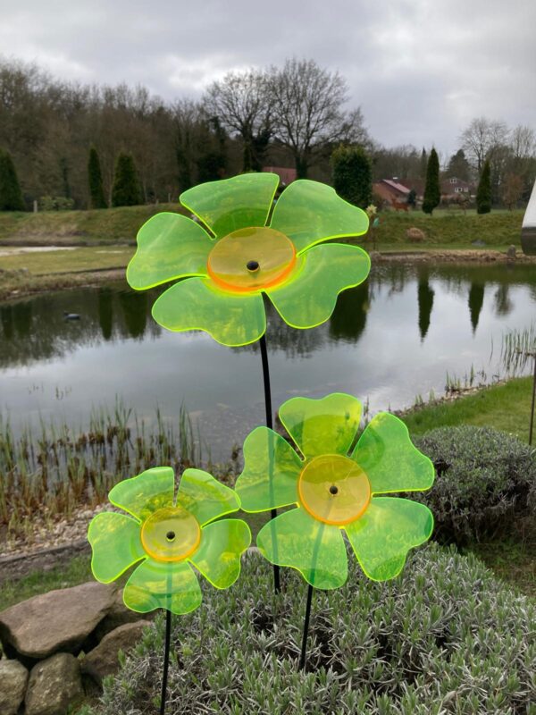 fluoreszierende Gartenstecker Mohn Sonnenfänger M/L/XL Lichtspiel Lichtfänger, Acryl