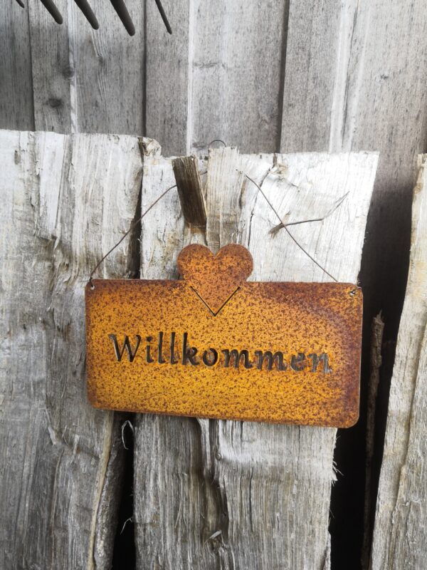 Metall Willkommen Schild - rost oder eisen - Türschild Willkommen – Bild 7