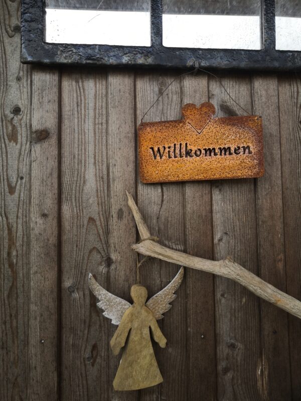 Metall Willkommen Schild - rost oder eisen - Türschild Willkommen – Bild 4
