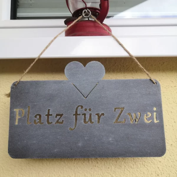 Metall Platz für Zwei Schild - rost oder eisen - Pärchen Schild Gartenbank – Bild 4