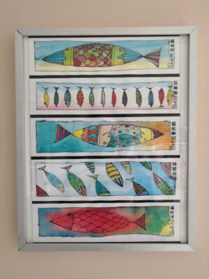 Klaus Schade Fischmotive - Druckvorlage Lesezeichen Fische - DIN A4 - Einzelstück - gerahmtes Ausstellungsstück