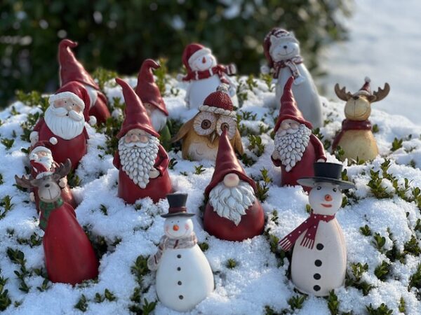 Winterliche Zaunhocker Weihnachten - Elch, Eule, Schneemann, Katze Zaunfigur