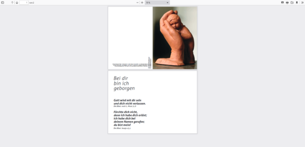 Klappkarte "Schützende Hand" - Doppelkarte mit Steigerwald-Plastik "Bei dir bin ich geborgen"