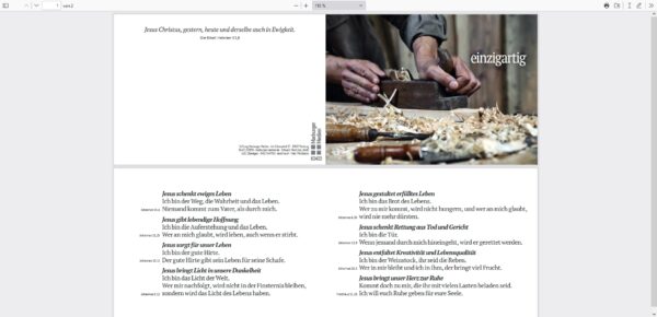 christliche Doppelkarte Tischlermotiv - Zuspruchkarte "einzigartig" mit verschieden Bibelversen