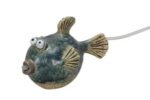 Keramik Wasserspeier Fisch blau - auch komplett mit Pumpe