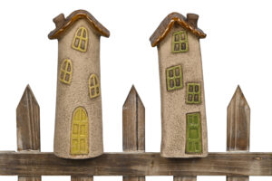 Keramik Haus Zaundeko Villa Beetstecker Zaunhocker Häuser - Gartenkeramik