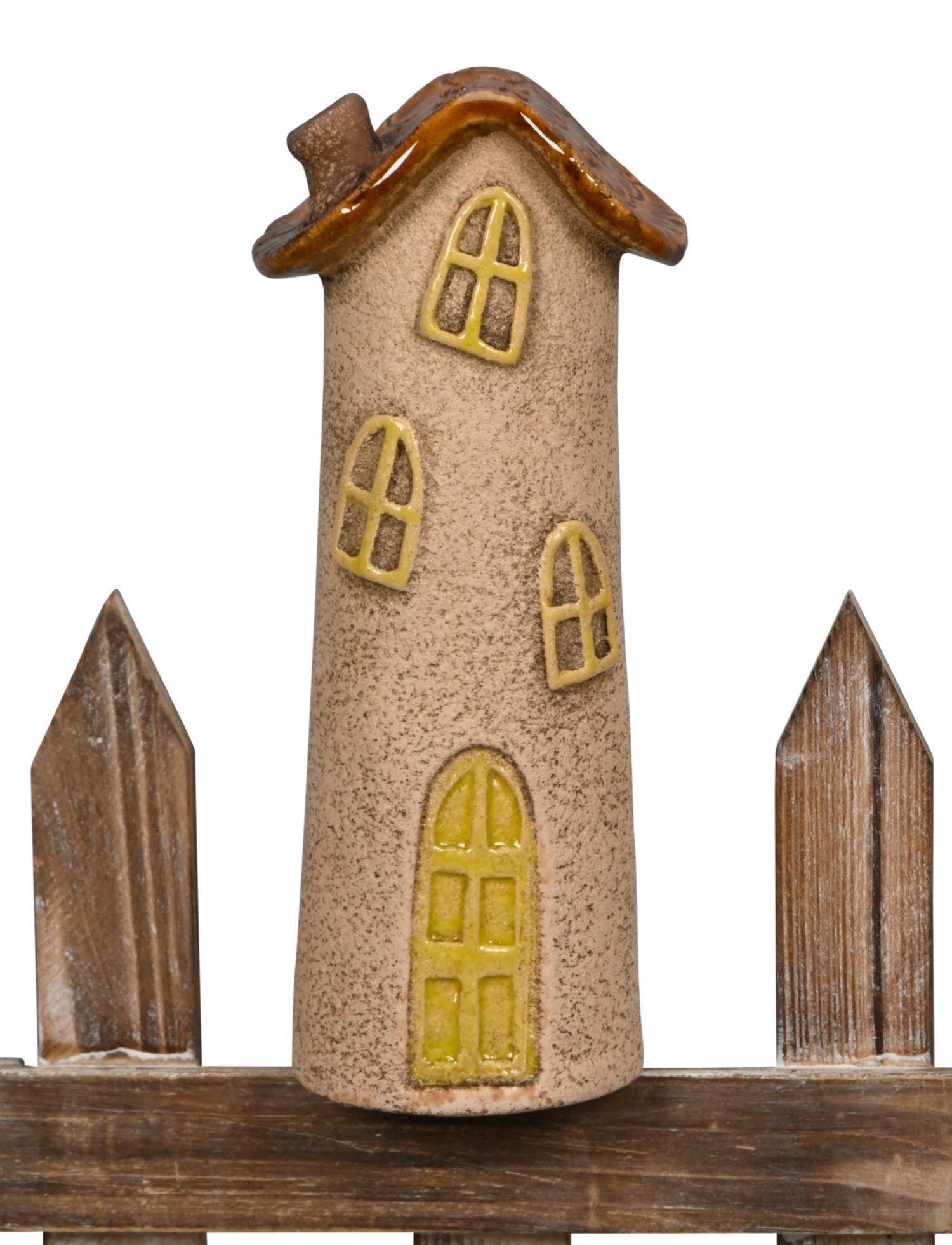 Keramik Haus Zaundeko Turm Beetstecker Zaunhocker Häuser - Gartenkeramik