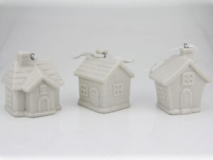 Kleines weißes Haus Anhänger - Weihnachtsbaumdeko - Winterhaus Weihnachtsanhänger 7cm