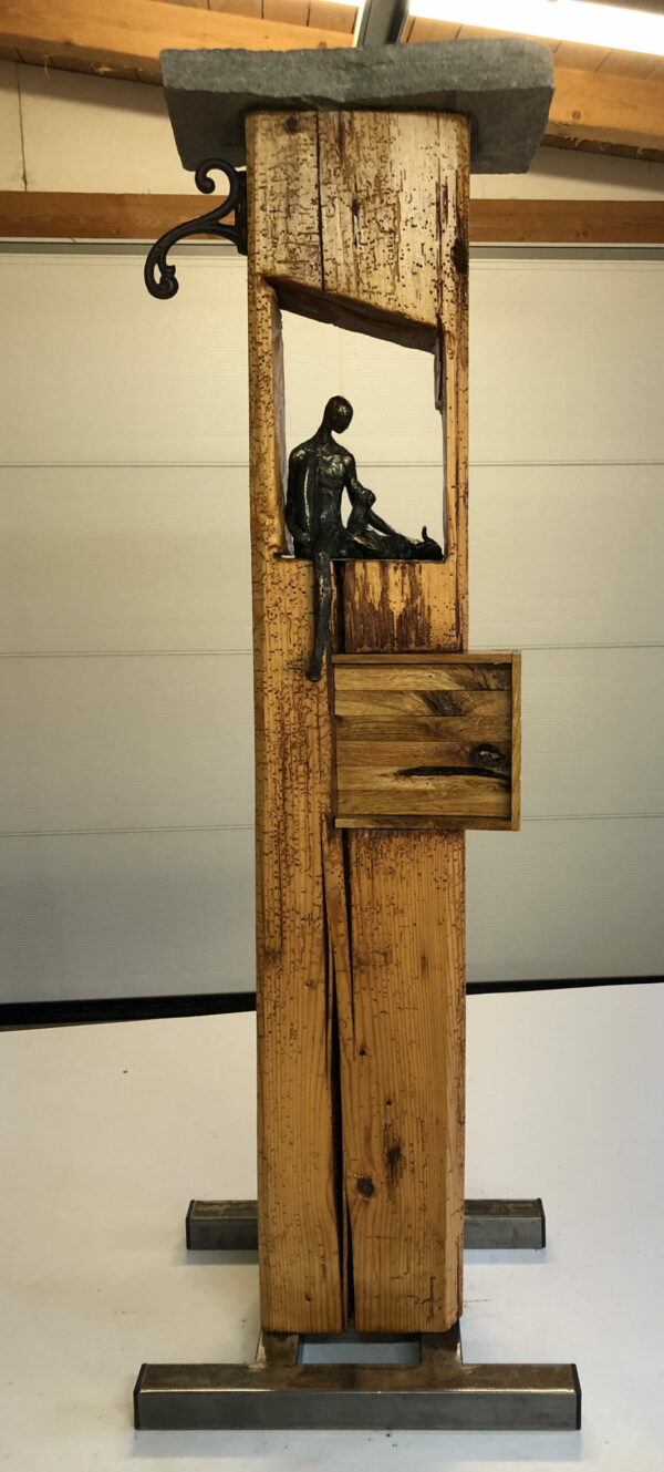 Kundenbild Bester Freund Skulptur Kantenhocker Mann mit Hund, inkl. Spruchanhänger