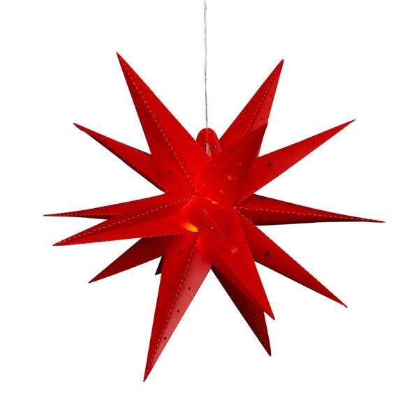 Kunststoff Stern rot - Falkensteiner Adventsstern wetterfest inkl. LED Beleuchtung - 60 x 60 x 60 cm, 18 Spitzen