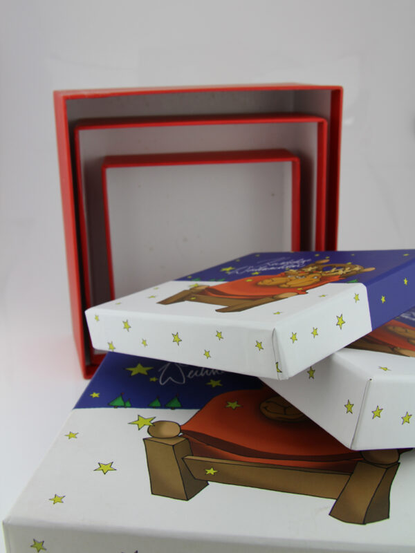 Kuschelige Weihnachten Geschenkbox - Set + verschiedene Größen (13 - 17 cm
