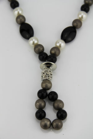 Lange Kette - schwarz silber zoom.