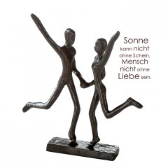 Liebespaar Freudensprung - Mini Design Skulptur aus Eisen, brüniert74734