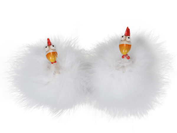 Lustige Figur Huhn mit Federn - Flauschige Hühner