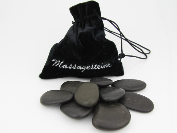 Massagesteine im Geschenkbeutel - 9 Hot Stone Massage Anwendung.