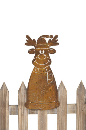 Metall Elch Zaunfigur Zaunhocker Winterelch Edelrostoptik 26 cm 670023-000-712