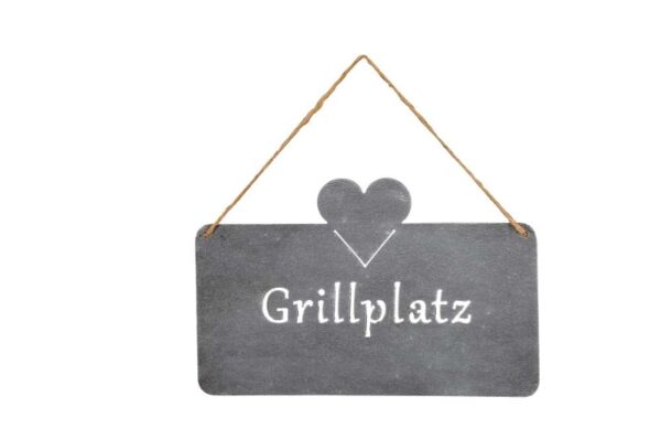 Metall Grillplatz Schild grau eisen Gartenschild Grillecke