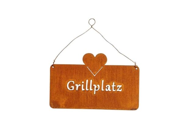 Metall Grillplatz Schild rost Gartenschild Grillecke 520686-000-712_s