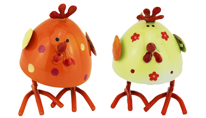Metall Huhn Wackelhühner - stehende Wackelfiguren bunte Hennen