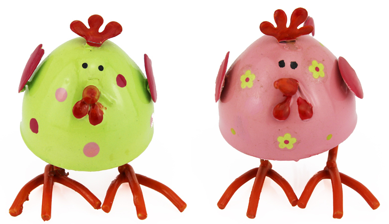 Metall Huhn Wackelhühner - stehende Wackelfiguren bunte Hennen
