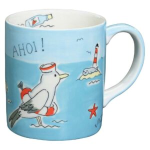 Mila Ahoi Becher - 280 ml - Maritime Tasse - Henkelbecher - Keramik 80253