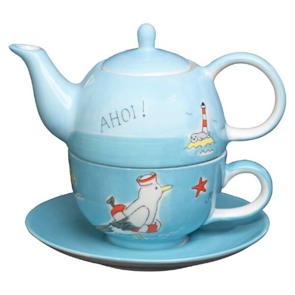 Mila Ahoi Tea for one - Maritime Teekanne 0,4 L mit Tasse und Untertasse + Geschenkeverpackung 992531