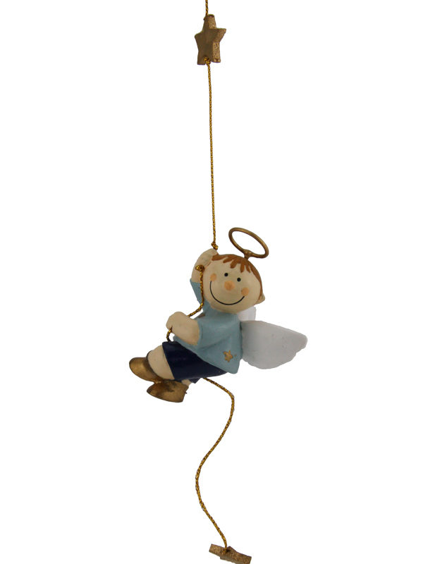 Mila Bengel am Seil - Schutzengel Junge zum Aufhängen blau