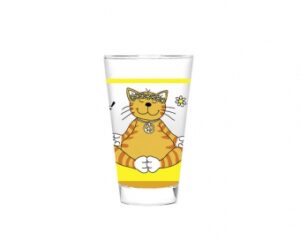 Mila Yoga Katze Peace Glas, groß - Trinkglas 250 ml - Yoga Katze Oommh!