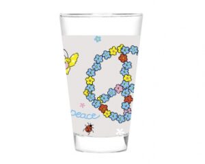 Mila Peace Glas, groß - Friedenssymbol Peace Trinkglas 250 ml