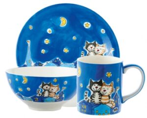 Mila Sammler Set Nachtkatzen - Nightcat - Becher + Teller + Schale