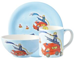 Mila Tatü Tata Feuerwehr Geschirr Sammler Set - Becher + Teller + Kinderschale -