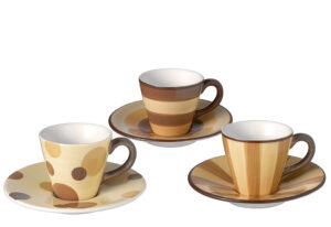 Mila Espresso-Set Classic (3 Sets) – 3 Tassen mit Untertassen – Mokka Tasse