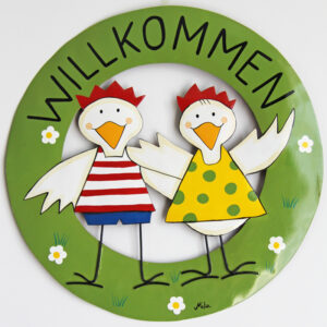 Mila Kiki - Hühner Willkommensschild - Metall